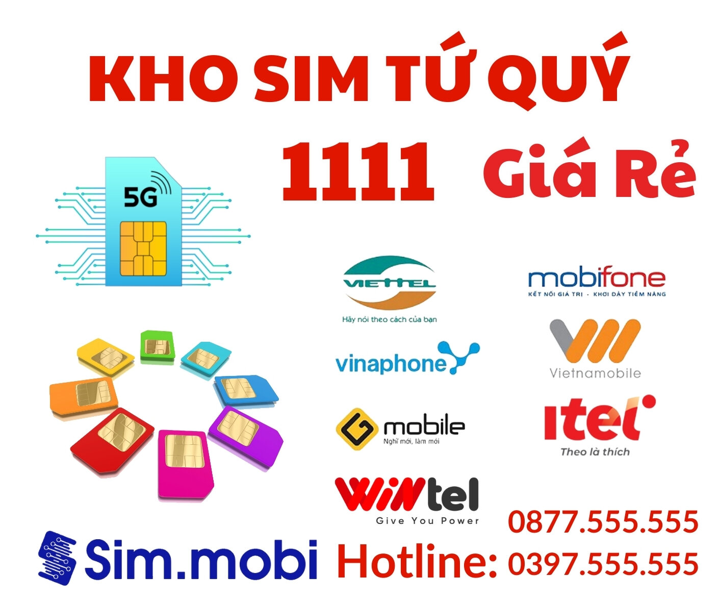 Kho Sim Tứ Quý 1111 Giá Rẻ - Sim.mobi