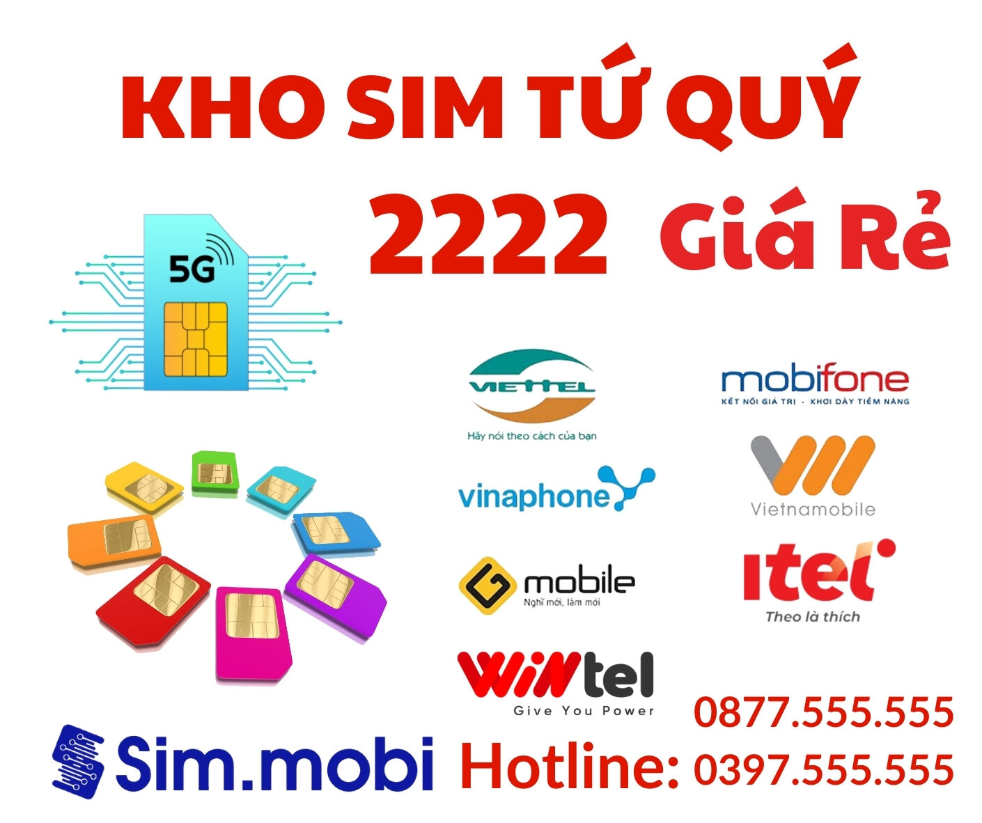 Kho Sim Tứ Quý 2222 Giá Rẻ - Sim.mobi