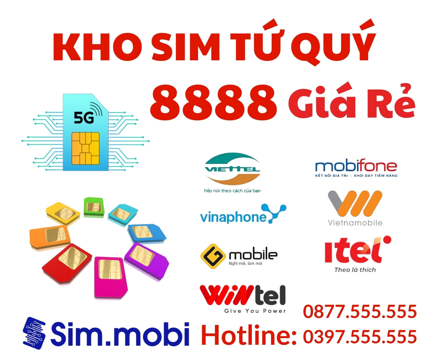 Kho Sim Tứ Quý 8888 Giá Rẻ - Sim.mobi